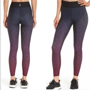 Ultracor Leggings Womens Navy Burgundy Ombre Laser Cut‎ Perforated XXS